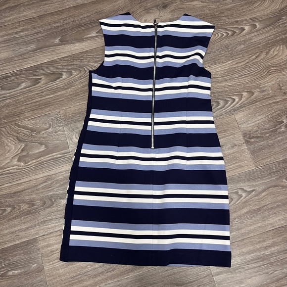 Michael Kors Striped Sheath Dress Sleeveless Career Casual‎ Blue White 14 - Picture 2 of 8